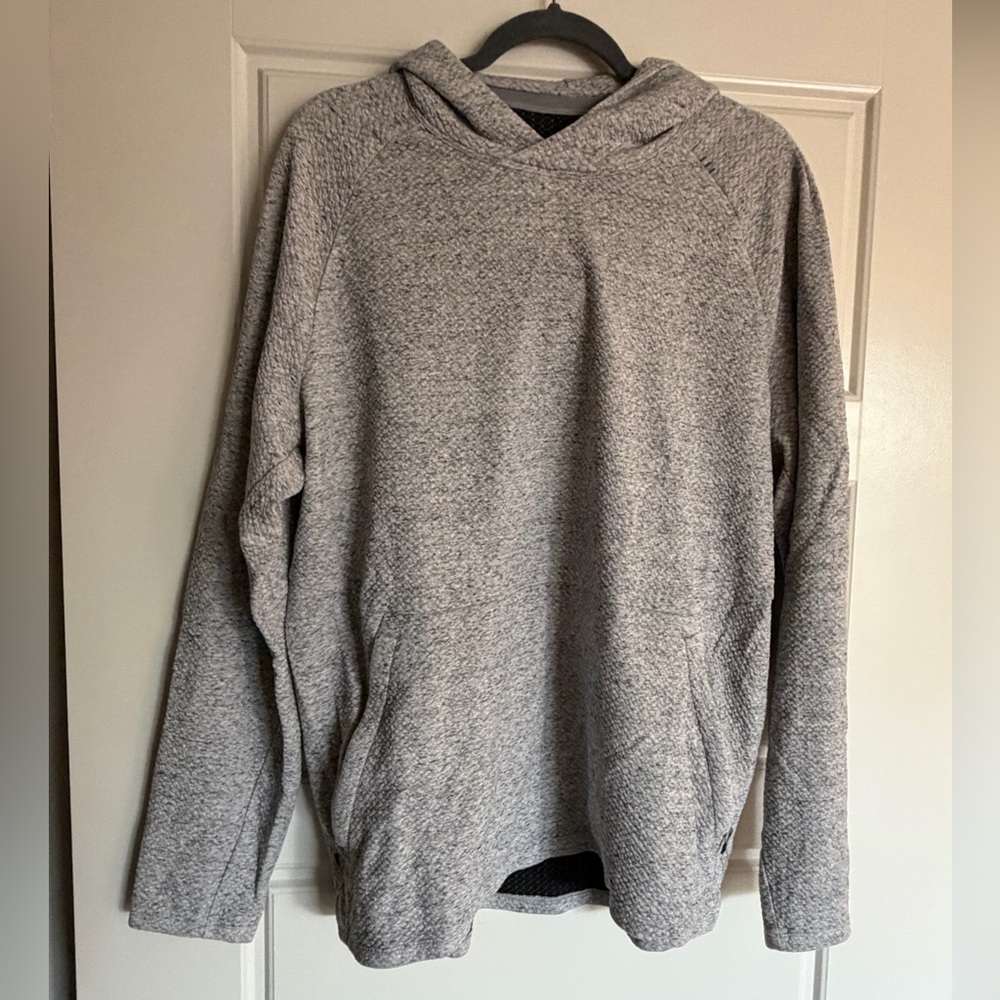 Gray textured double knit cotton hoodie